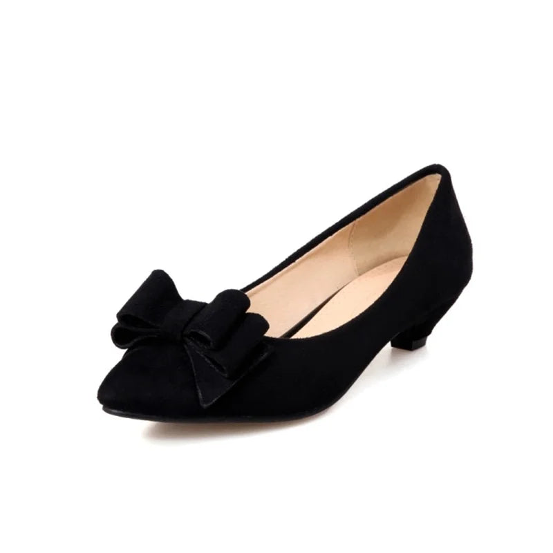 Casual Lage Hakken Schoenen Vrouw Zoete Strik Pompen Mode Rood Blauw Kudde Korte Hakken Party Kantoor Schoenen Dames Grote Maat 45 48