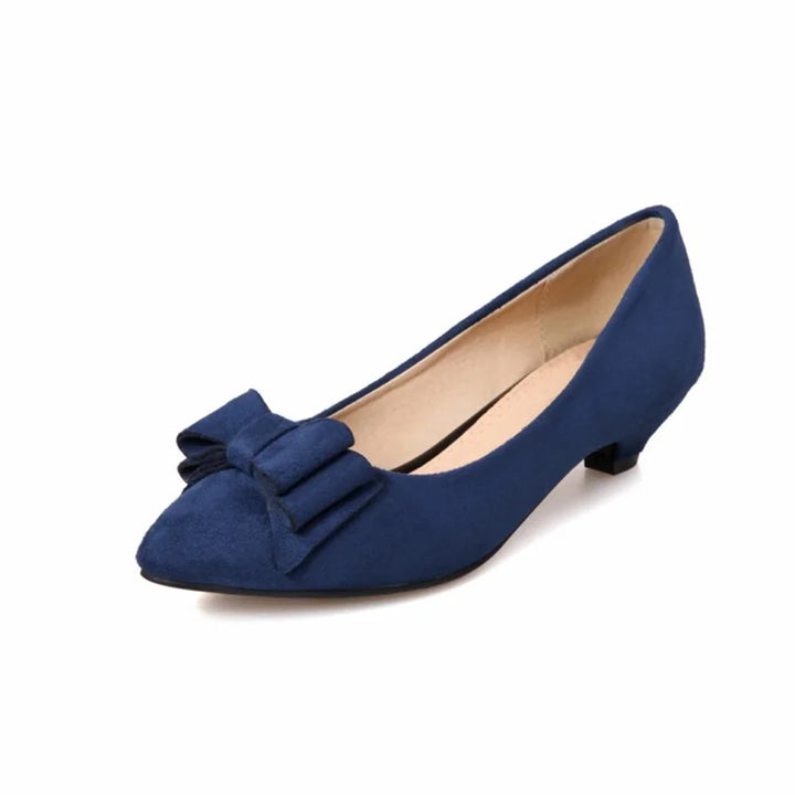 Casual Lage Hakken Schoenen Vrouw Zoete Strik Pompen Mode Rood Blauw Kudde Korte Hakken Party Kantoor Schoenen Dames Grote Maat 45 48
