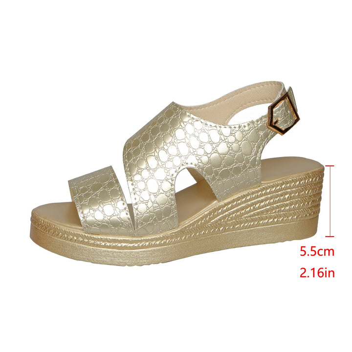 Mode dames sandalen met dikke sleehak, open teen, gesp en enkelband, dik platform, casual zomerstrand schoenen