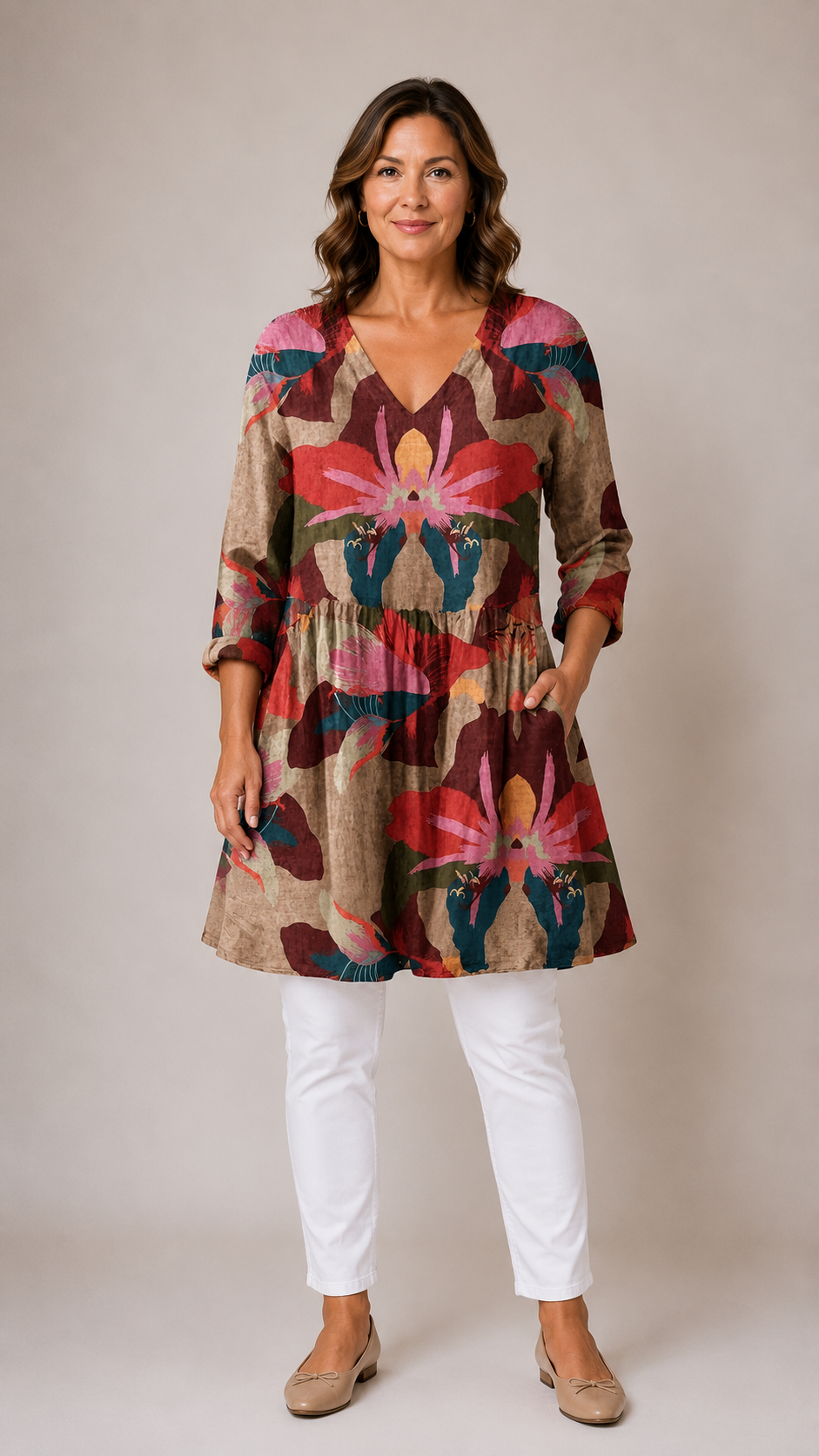 Cassidy™ Long Blouse with V-Neck