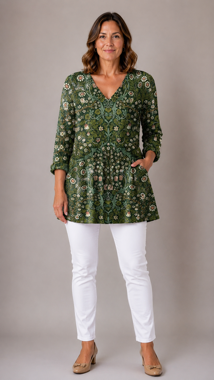 Cecelia™ Long Blouse with V-Neck