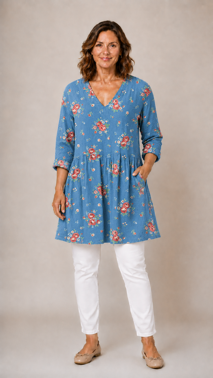 Lucia™ Long Blouse with V-Neck
