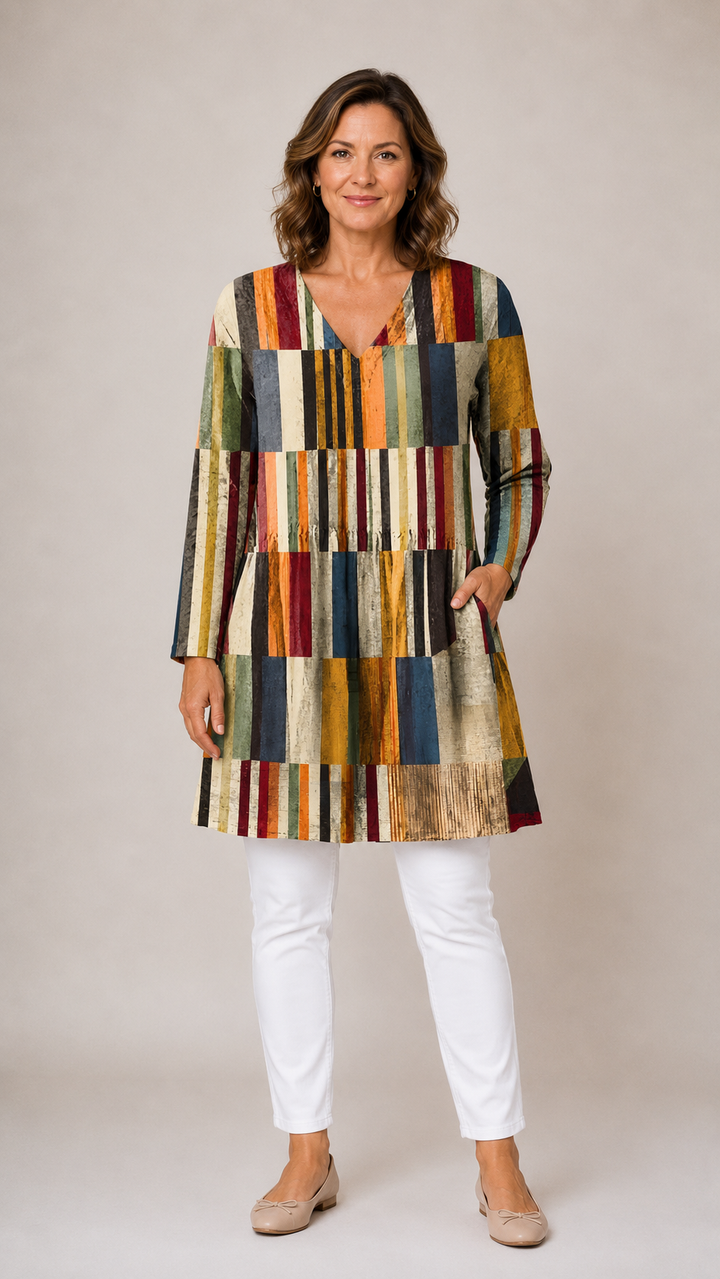 Lydia™ Long Blouse with V-Neck