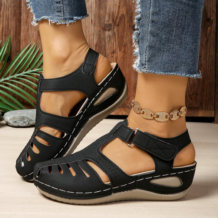 Delphine™ | Closed-Toe Wedge Sandals