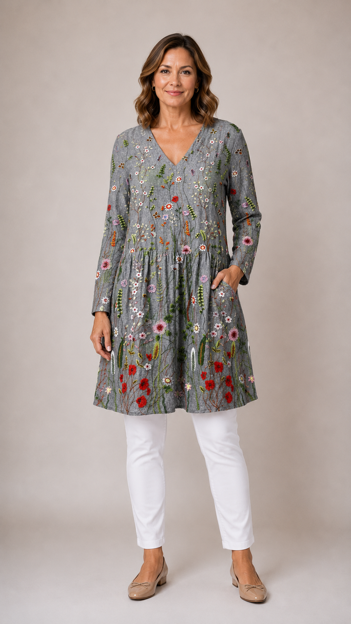 Audrey™ Long Blouse with V-Neck