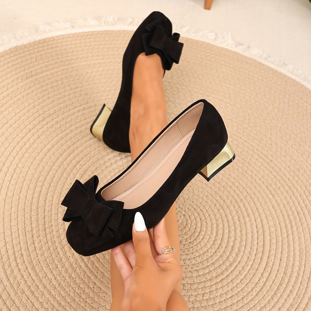 Grecia Bow Block Heel Pumps