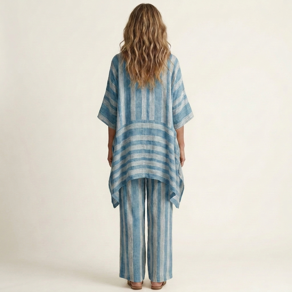 Kiara | Two-Piece Striped Cotton-Linen Set