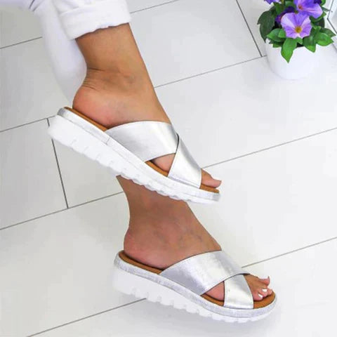 Lydia | Women's Cross Strap Slide Sandals