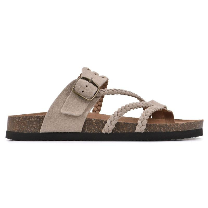 Vellara | Women's Braided Strap Big Buckle Cork Footbed Sandal